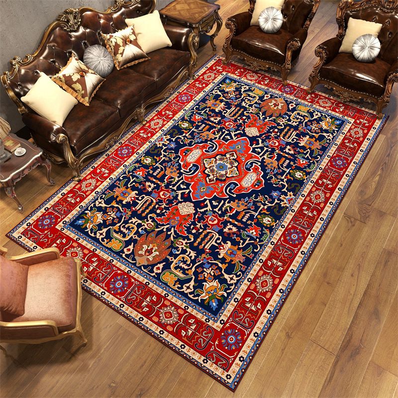 Victorian Medallion Pattern Rug Olden Moroccan Area Carpet Anti-Slip Backing Carpet for Living Room