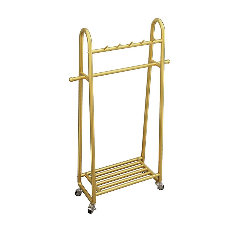 Glam Entryway Kit Hanging Rail Lower Shelf and Hooks Hall Stand with Castors