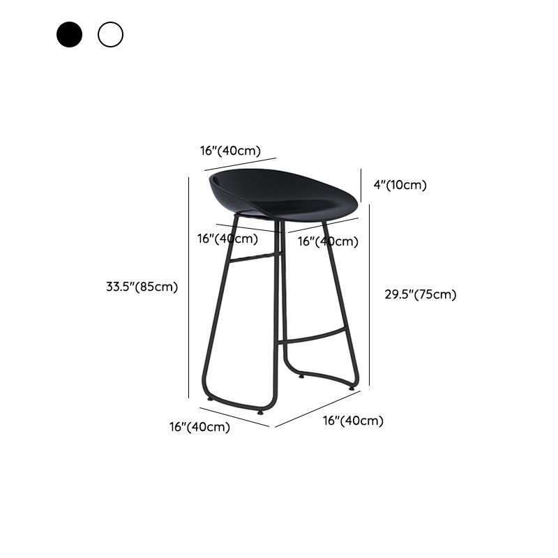 Industrial Plastic Counter Stool Armless Bar Stool with Metal Base