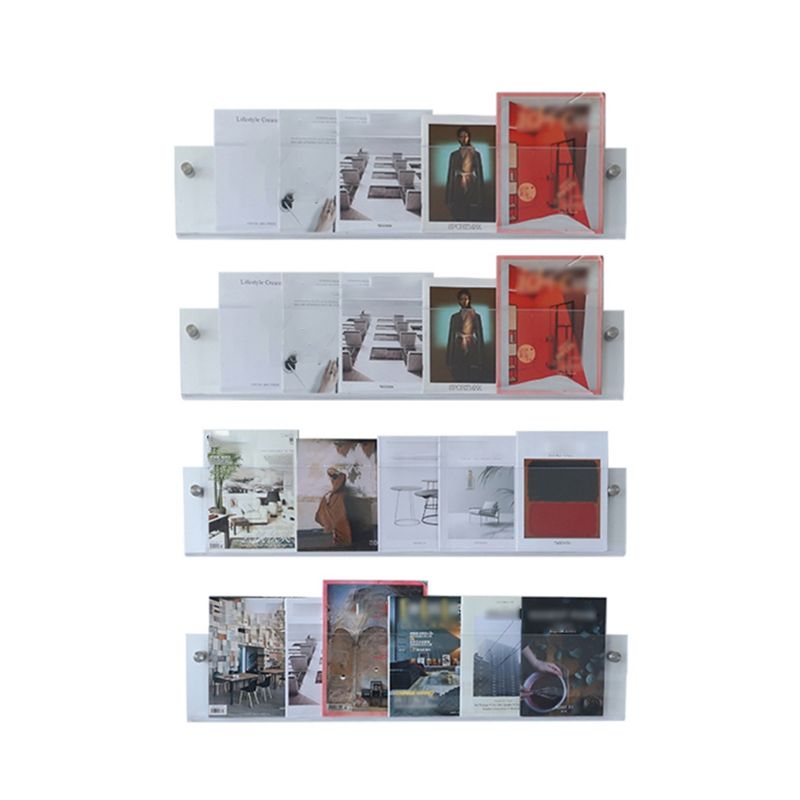 Contemporary Style Bookcase Wall Mounted Transparent Bookshelf for Office and Study Room