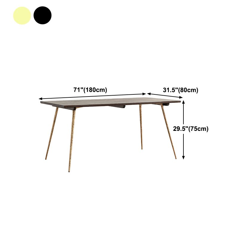 Mesa de comedor de lujo tradicional, mesa rectangular de madera de 4 patas con base de metal