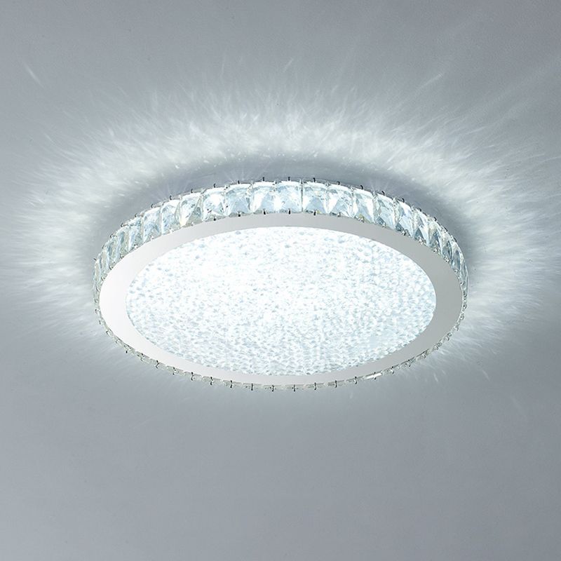 Apparecchio da soffitto moderno con montaggio a incasso in cristallo a 1 luce geometrica in bianco