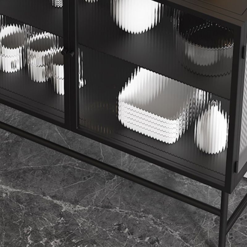 Modern Curio Cabinet Metal Glass Doors Display Cabinet for Living Room