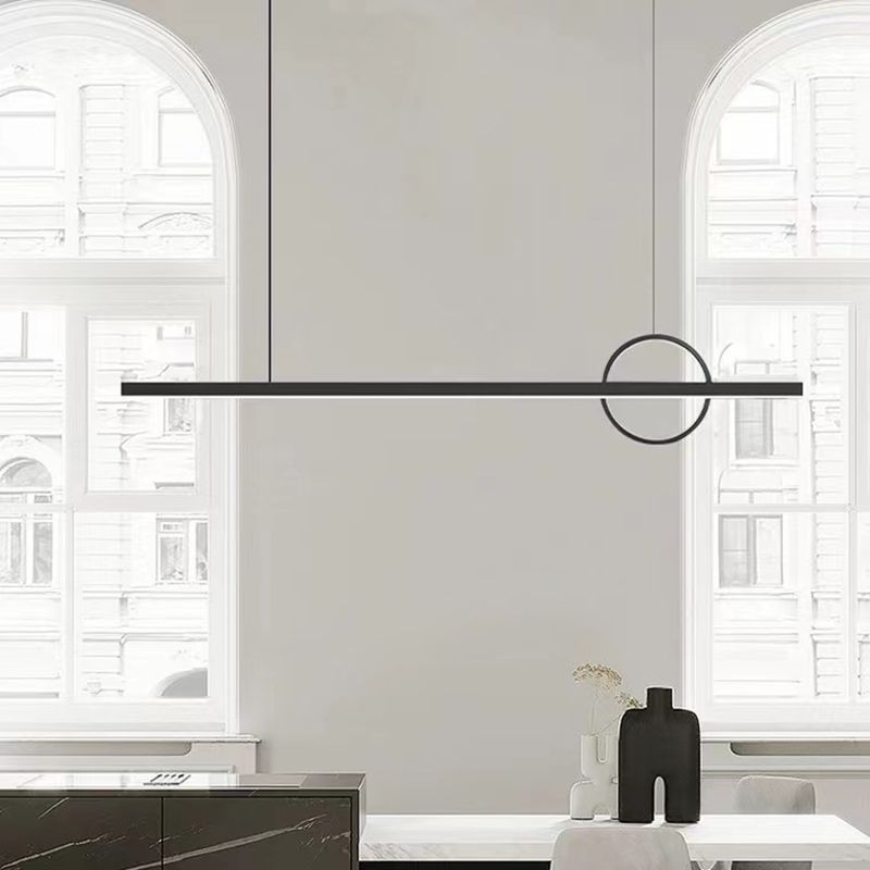 Minimalism Hanging Light Metal Island Light Fixture in Black for Dining Room