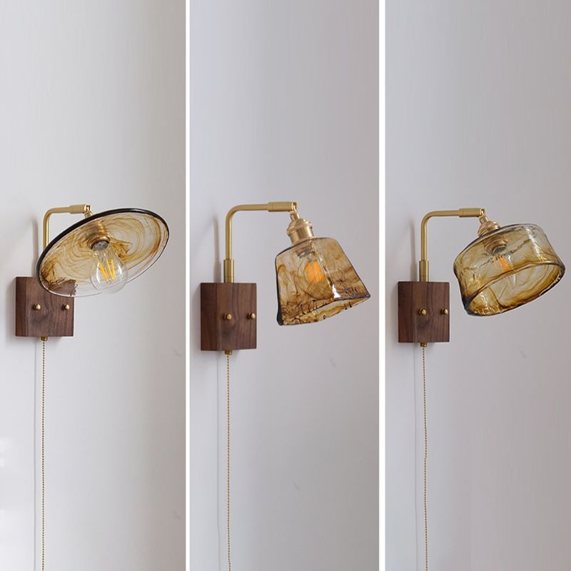 Contemporary Wall Sconce Armed Sconce Lighting with Glass for Bedroom
