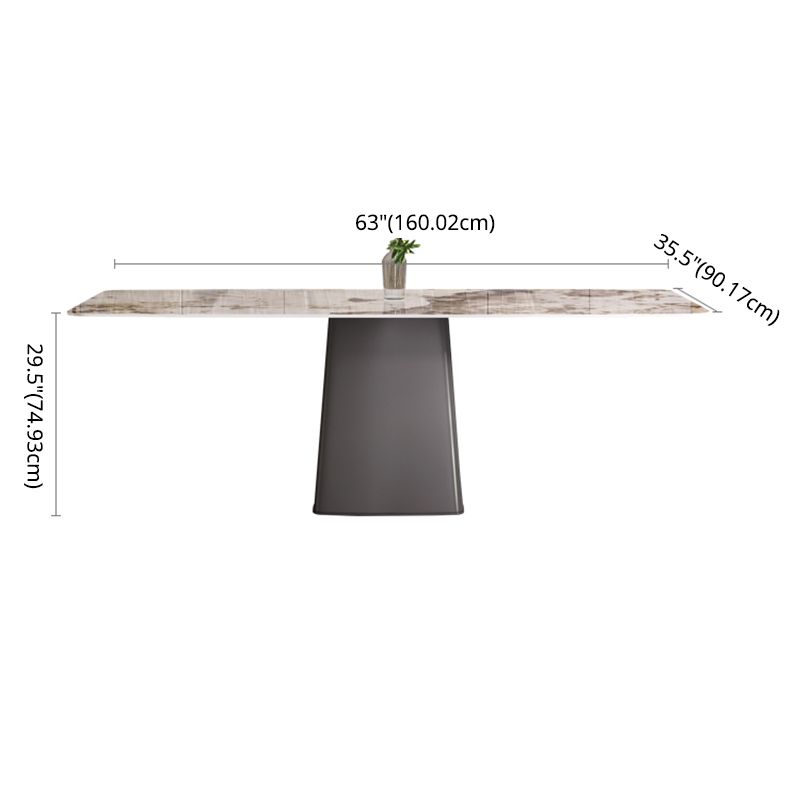 Minimalist Style Dining Table with White Fixed Table and Pedestal Base for Home Use
