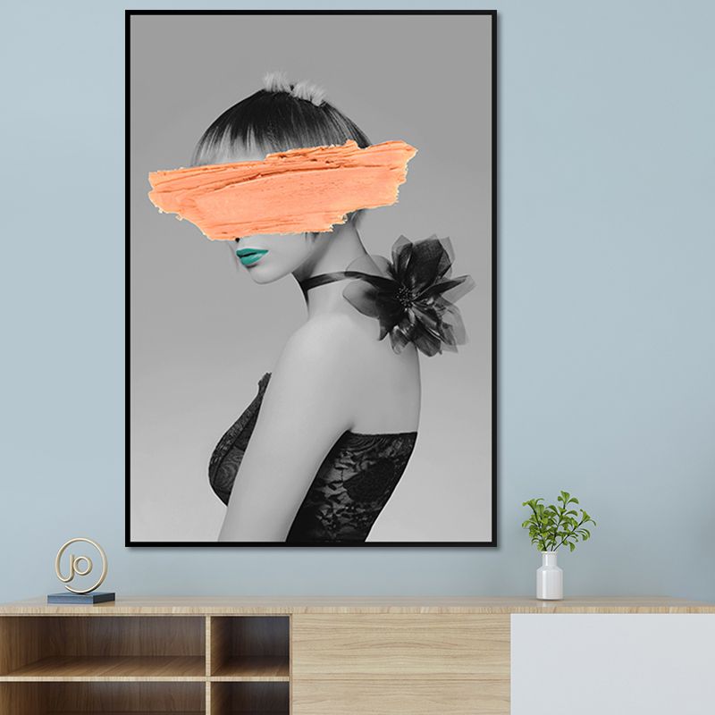 Glam – toile imprimée de figurine modèle, décoration murale texturée de couleur foncée pour chambre de filles