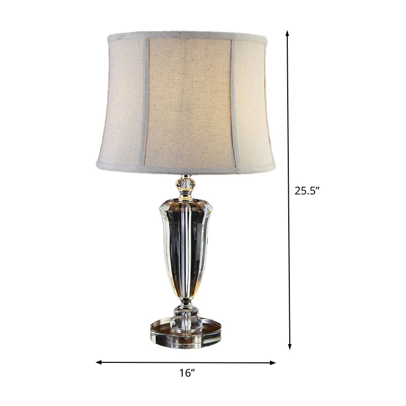 Modernist 1 Kopfschreibtisch hellgrau getäfelter Bell -Nachttischlampe mit Stoffschatten