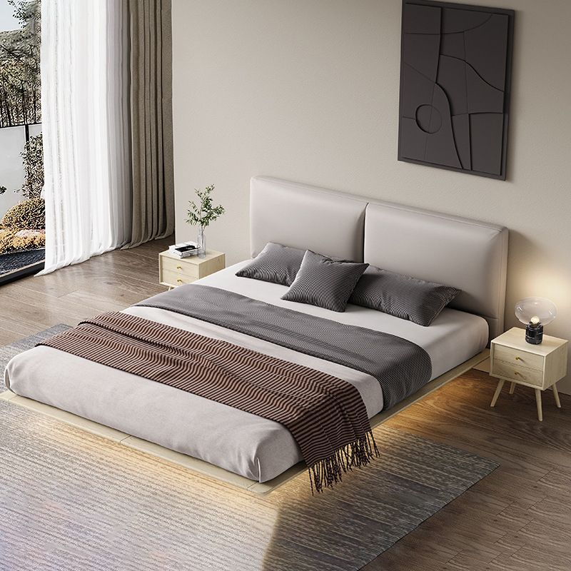 84.65 inch Wide Glam Bed Frame Solid Color Standard Bed with Headboard