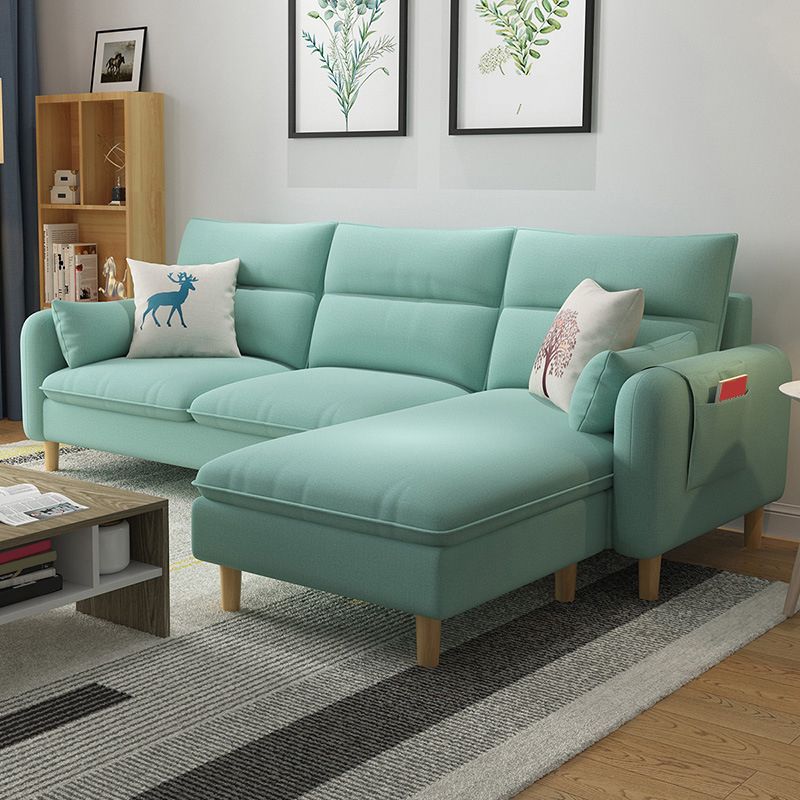 Nordic Living Room with Storage Square Arm Cushions Sofa Chaise