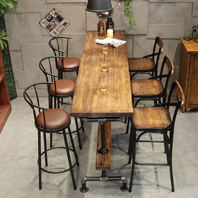 Industrial Bar Table Rectangle Solid Wood Pub Table for Outdoor