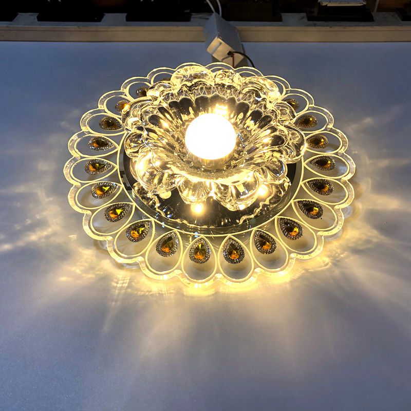 Mini luz de techo de cristal LED de estilo moderno, luz de techo empotrada con orificio de 2-3,5 pulgadas de diámetro
