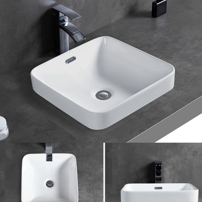 Contemporary Bathroom Sink with Overflow Porcelain Round Vessel Bathroom Sink Only