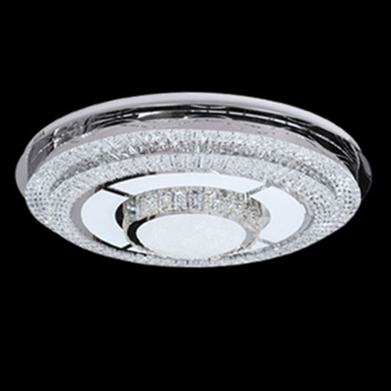 Round Crystal Flush Mount Light Fixture Modern Stainless-Steel LED Flush Light Fixture