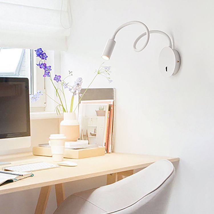 Modern Metallic Reading Lamp Household Wall Sconce Fixture with Adjustable Arm for Bedroom