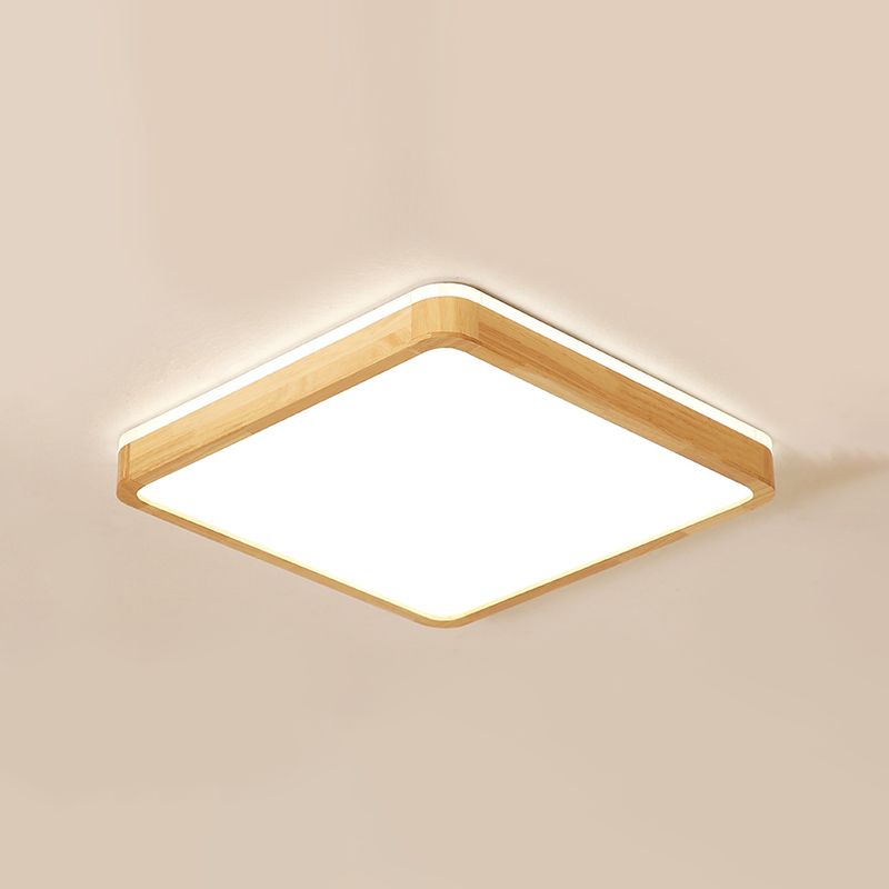 LED Flush Ceiling Light Fixtures with Acrylic Shade Wooden Flush Mount Ceiling Fixture