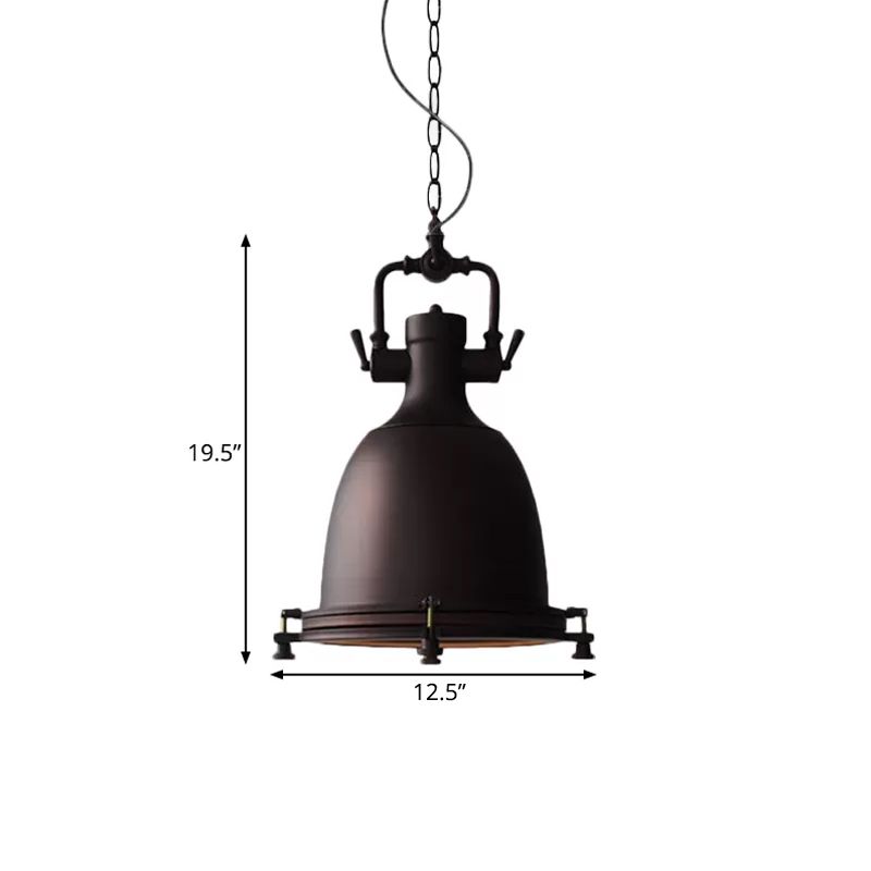 Matte Black Pot Pendant Ceiling Light Industrial Iron Single Dining Table Hanging Lamp Kit, 12.5"/16" Width