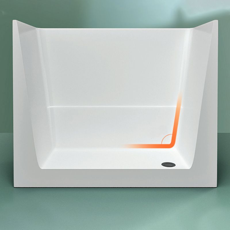 Modern Rectangle White Bathtub Acrylic Back to Wall with Drain Bath Tub