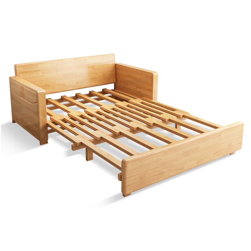 Contemporary 27.55"H Cotton Blend Wood Frame Square Arm Sofa Bed