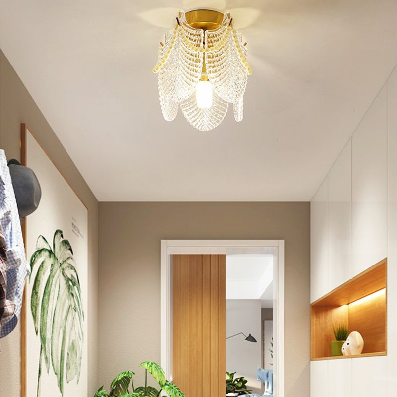 Modern Simple Ceiling Light Geometry Shape Ceiling Lamp with Glass Shade for Bedroom