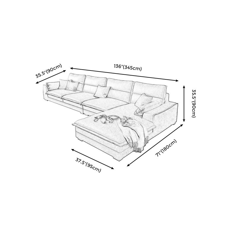 135.8" L √ó 70.9" W √ó 35.4" H Faux Leather sofa and Chaise High Back Square Arm Sectional