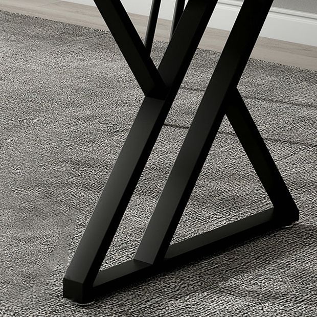 Rechthoek gesinterde stenen tweekleurige eettafel eenvoud dubbele voetstuktafel voor eetkamer