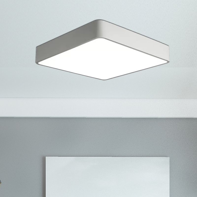 Lámpara empotrada cuadrada blanca/negra moderna de 14"/18"/23,5" de ancho Led de montaje empotrado de metal para sala de estar