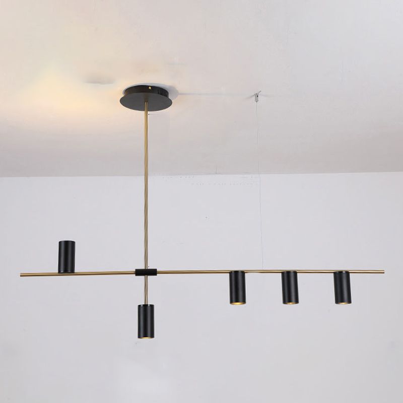 Cylindrical Metal Strip Lights Contemporary Kitchen Pendant Lights