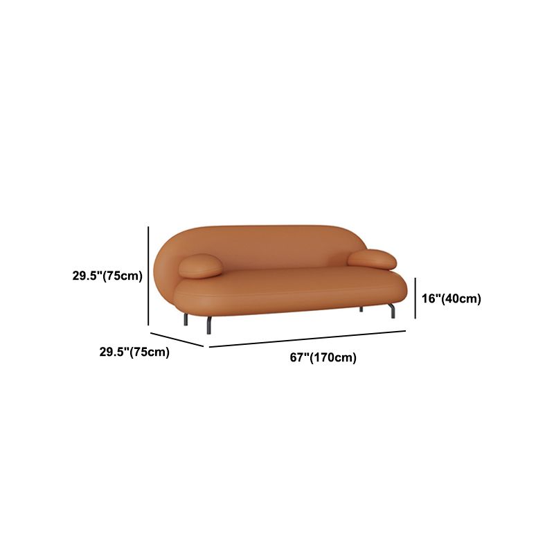 Pillow Top Arm Sofa Modern Faux Leather Sofa with Tight Back in Orange