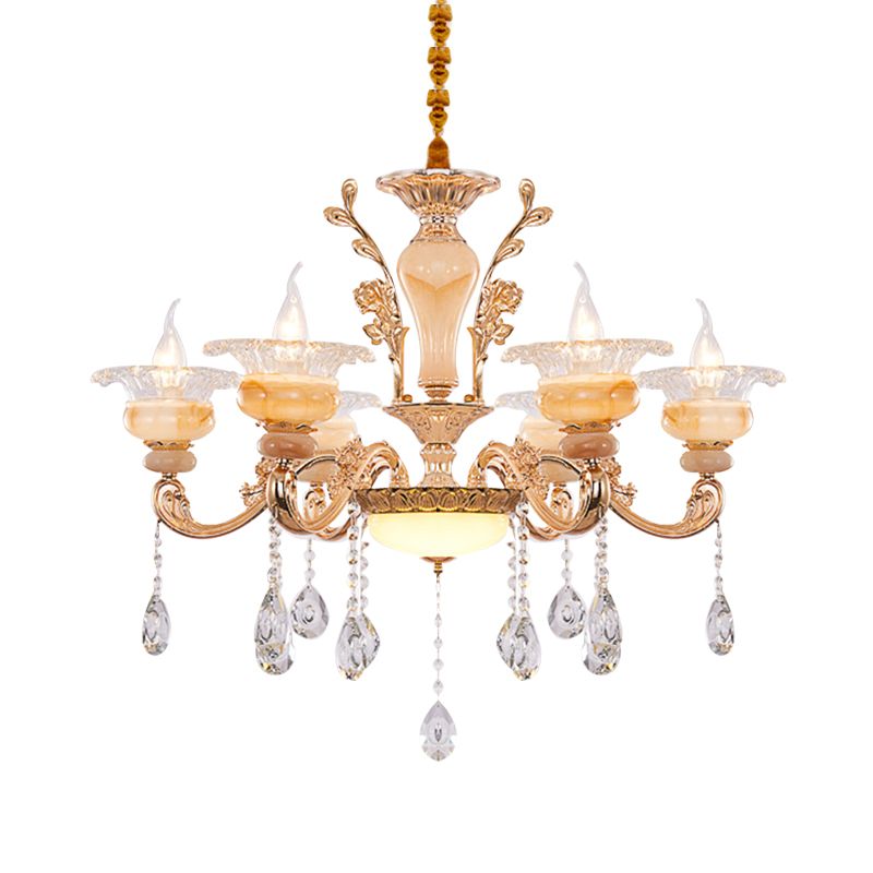 Candelabra Gold Candelabra Candelier Modern Crystal Drop 6/8/10 Lights Light Soall Light