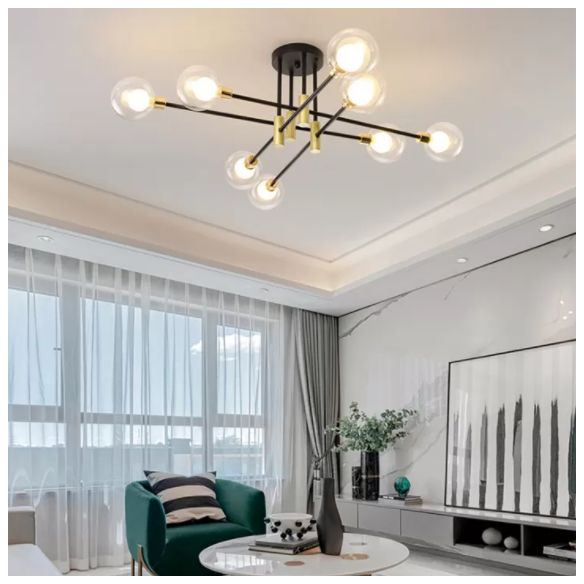 Plafonnier semi-encastré pour salon Global, éclairage de plafond simple en verre noir