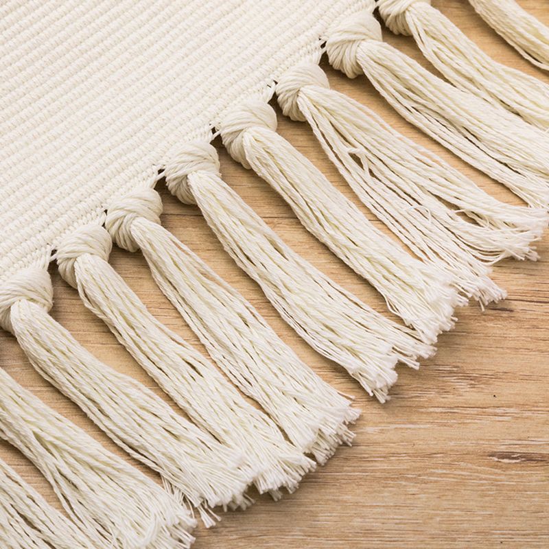 Black and White Olden Rug Boho-Chic Area Rug with Fringe Cotton Blend Carpet for Home Decoration