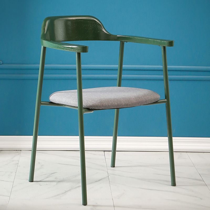 Industrial Indoor-Outdoor Chair Open Back Upholstered Dining Arm Chair