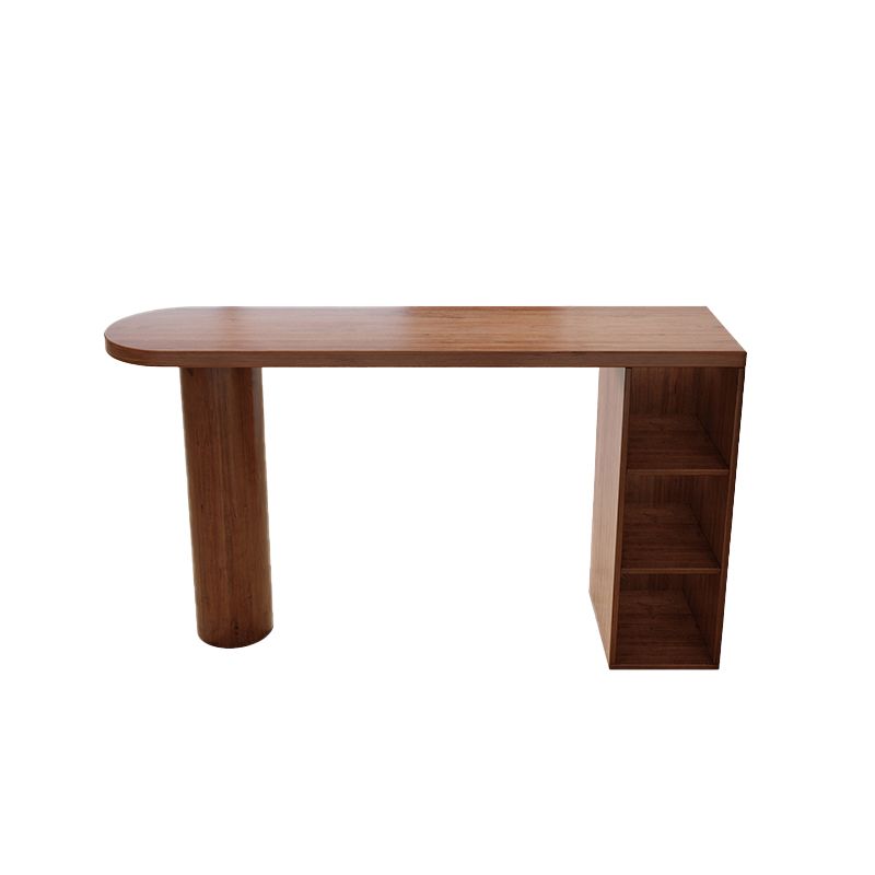 Contemporary Style Bar Table Solid Wood Bistro Bar Desk with Storage Shelf