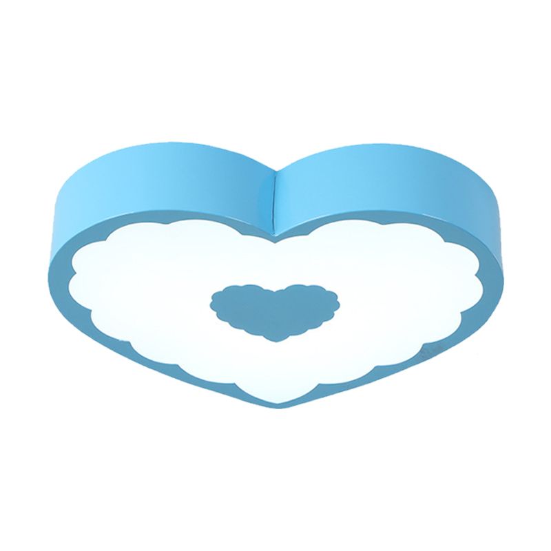 Acrylic Loving Heart Ceiling Lamp Minimalism Yellow/Blue LED Flush Mount Lighting Fixture in Warm/White Light