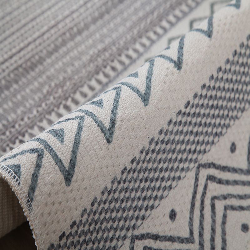 Western Living Room Rug Multi Color Geo Patterned Rug Cotton Blend Washable Hand-Woven Carpet with Tassel