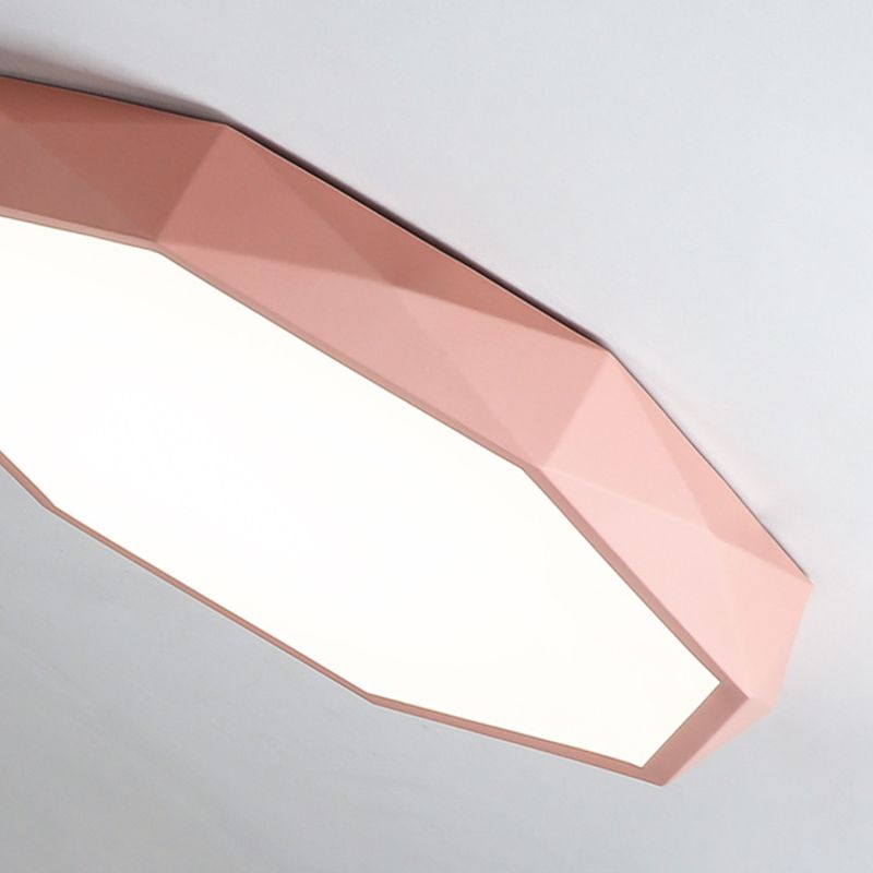 Geometría acrílica LED integrado Sala de estar moderna y sencilla lámpara de techo de hierro Macaron