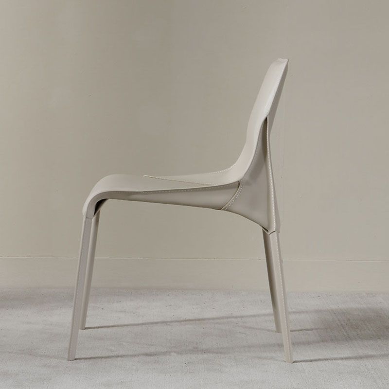 Contemporary Leather Dining Armless Chair Metal Dining Chair for Restaurant Use