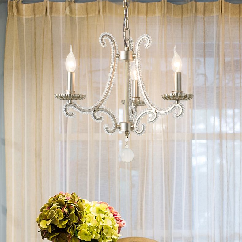 Candle Chandelier Light Fixtures American Style Multi-Head Hanging Pendant Lights for Living Room