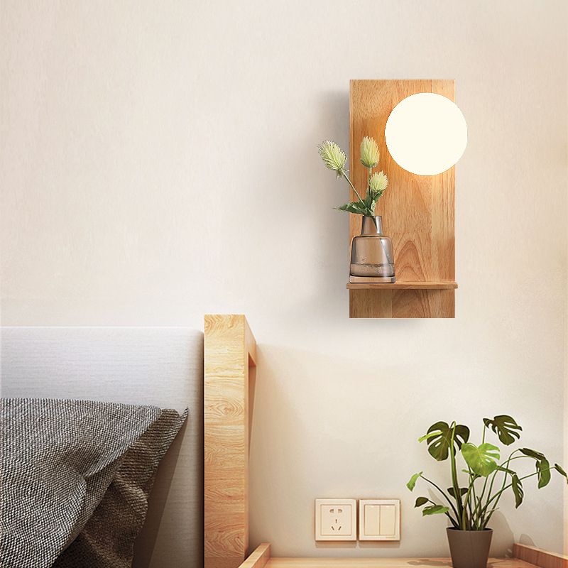 Ball Wall Sconce Lighting Modern Wood 1 Light Wall Mounted Light (Ornament not included)