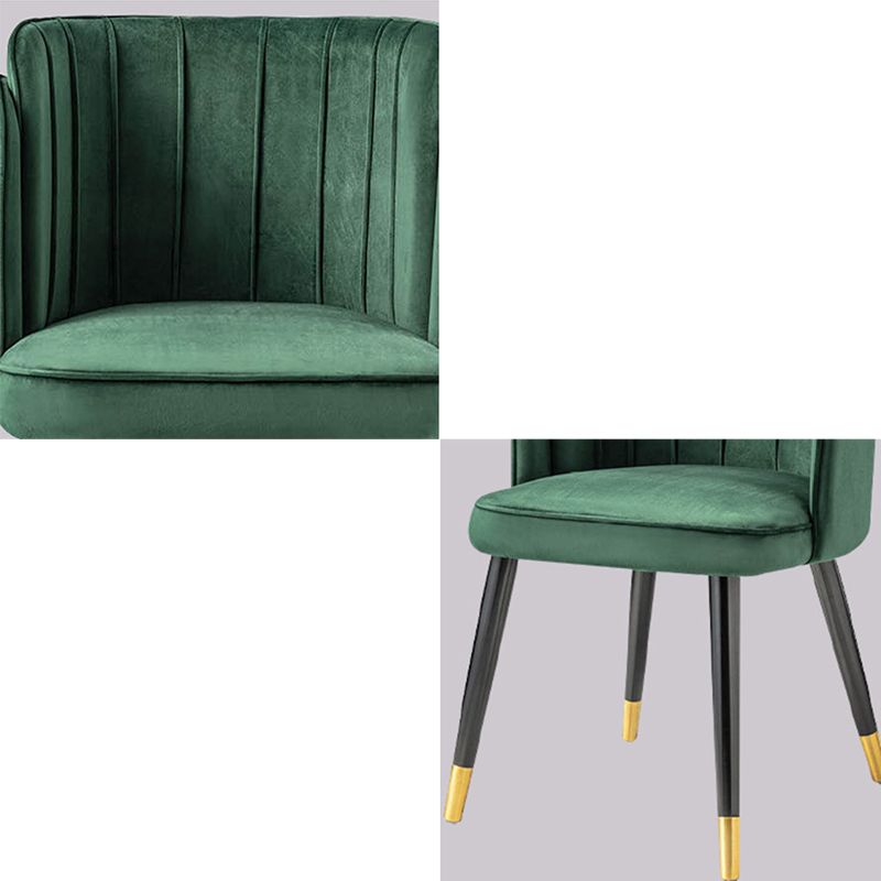 Glam Upholstered Dining Chair Green Parsons Chair with Wood Legs