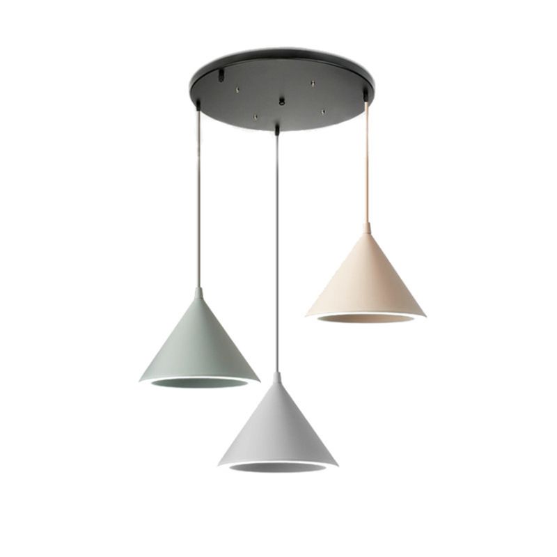 Cone Pendant Lights Modern Hanging Lamp Metal 3 Light Pendant Lamp in Multi-Colored