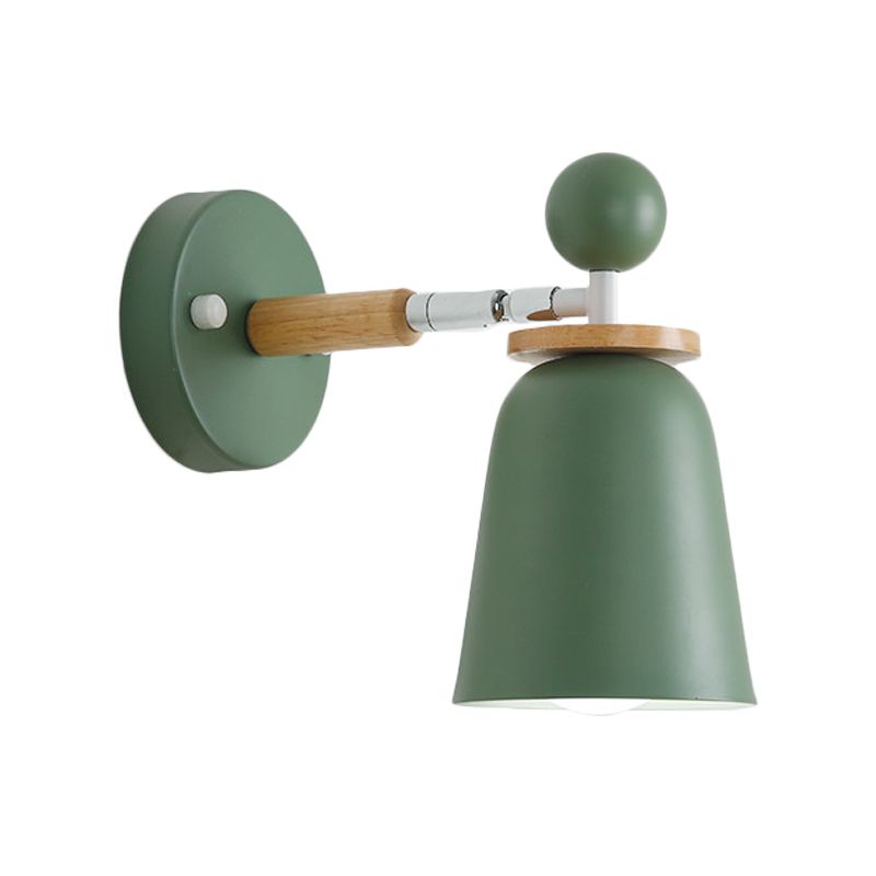 Baby Bedroom Bell Wall Light Metal Single Light Macaron Loft Undertint Sconce Lamp
