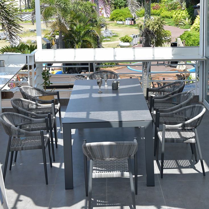 Industrial Aluminum Frame Patio Table Water and Fire Resistant Patio Table