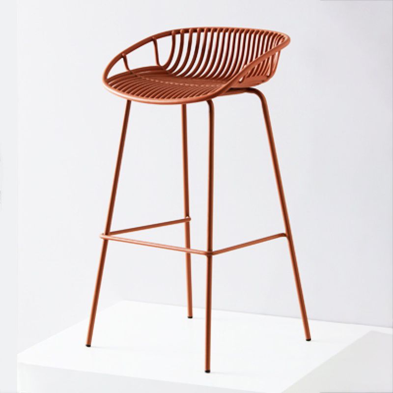 Contemporary Metal Barstool Plastic Stool in Matte Finish for Indoor