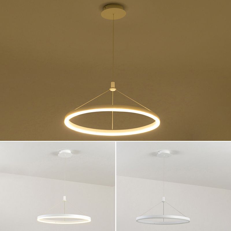 Lampada a sospensione del soffitto della sala da pranzo circolare Acrilico LED minimalista LED LADO CON REGOLABILE ALTENZA