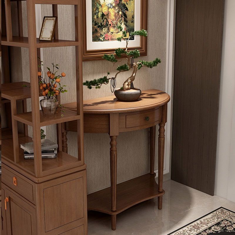 Mid Century Modern Accent Table Half Moon Wooden Console Table