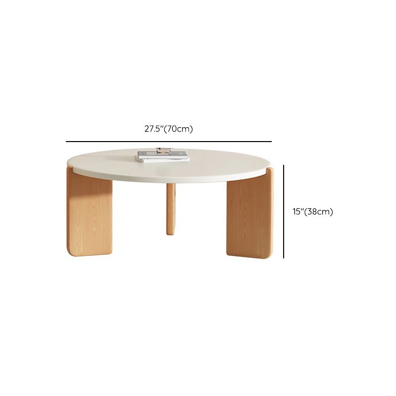 3 Legs Coffee Table Contemporary Solid Wood Round Cocktail Table