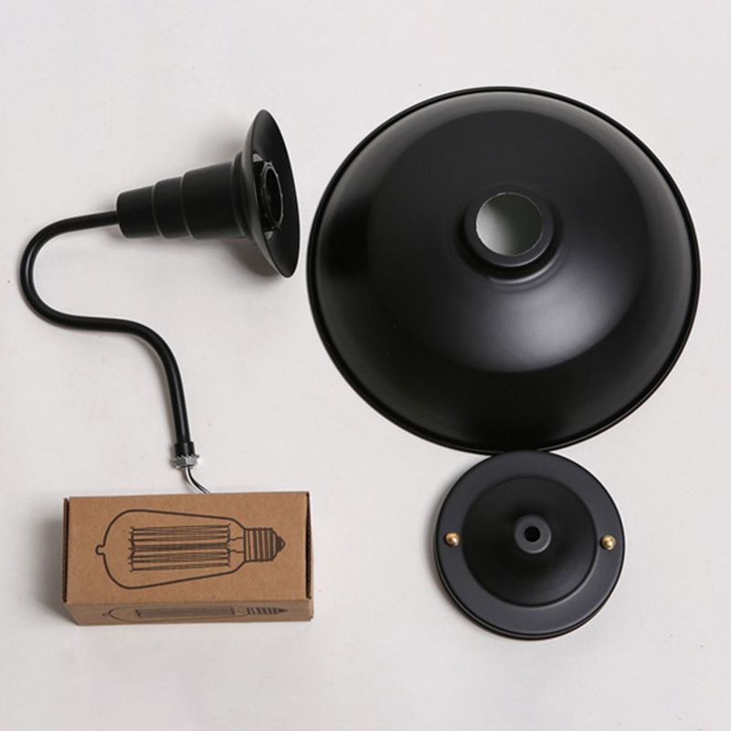 Retro Industrial Style Wall Sconce with Dome Shade Metal Gooseneck Arm Wall Light for Restaurant