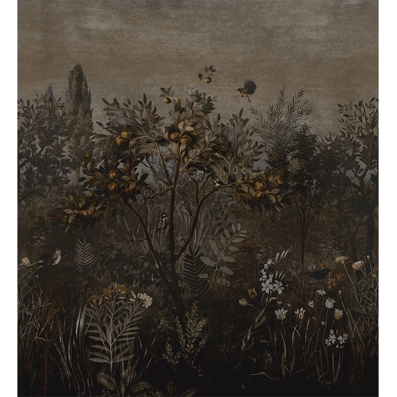 Tropics Fruit Tree Mural Wallpaper Dark Blue Dining Room Wall Art, Customised Size Available